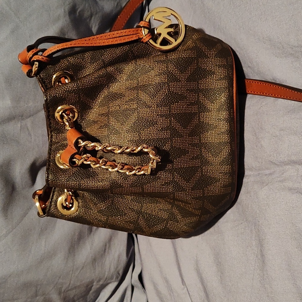 Michael Kors Brown and Gold Shoulder Bag